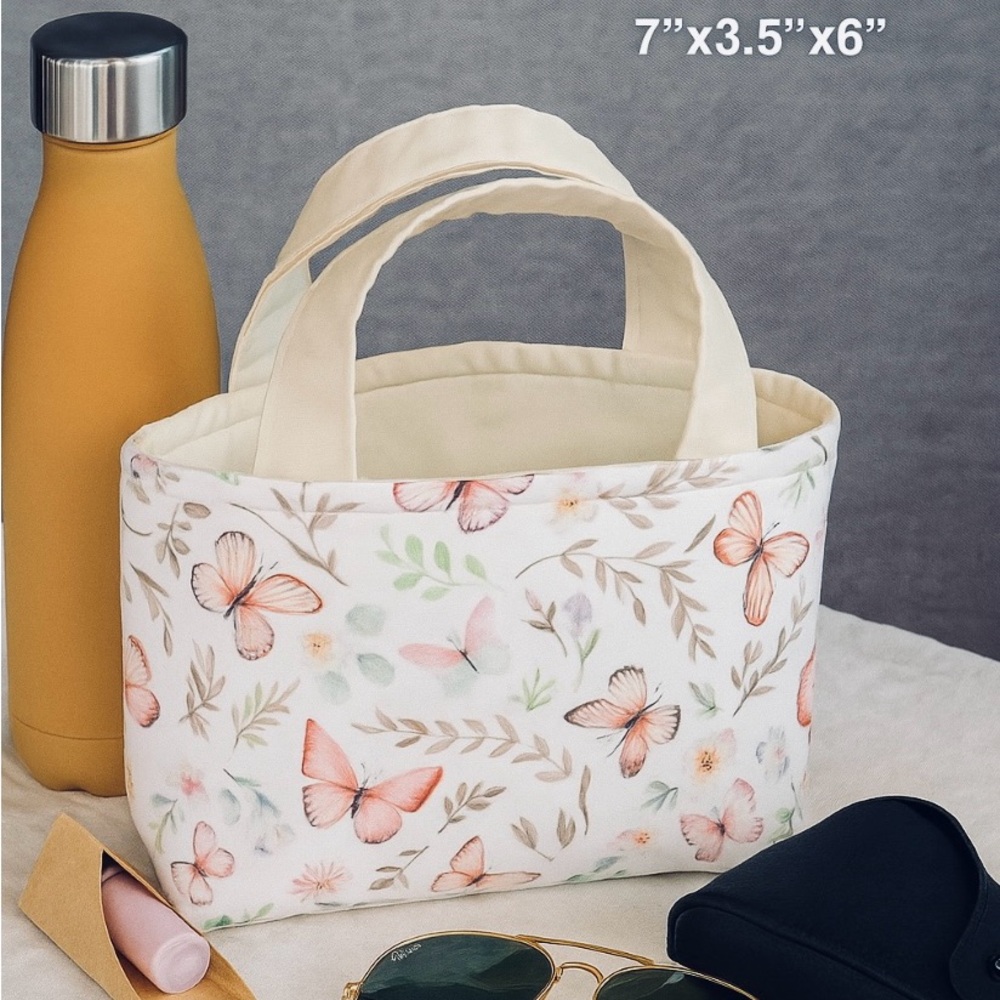 Butterfly Print Mini Bag - Cream